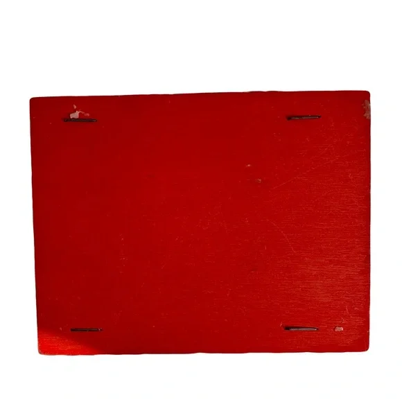 Vintage Red Seashell Embellished Jewelry Box with Mirror